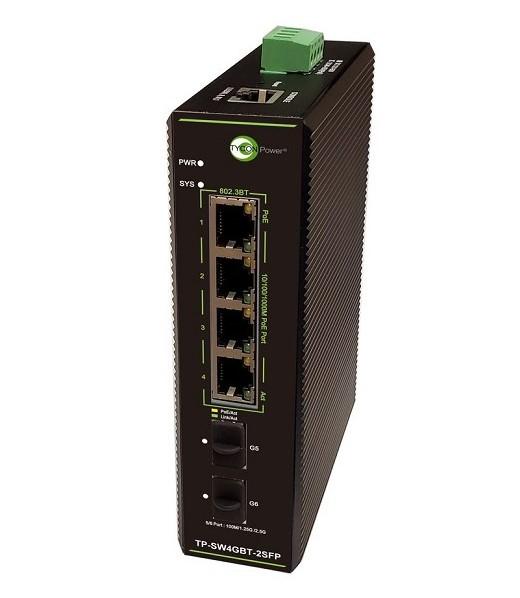 Tycon Power TP-SW4GBT-2SFP Managed Industrial 6 Port PoE++ Switch