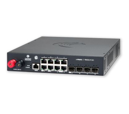 Cambium Networks MXTX1012GxPD20 cnMatrix TX1012-P-DC, DC Powered Intelligent Ethernet PoE Switch, 8 x 1Gbps, and 4 SFP+