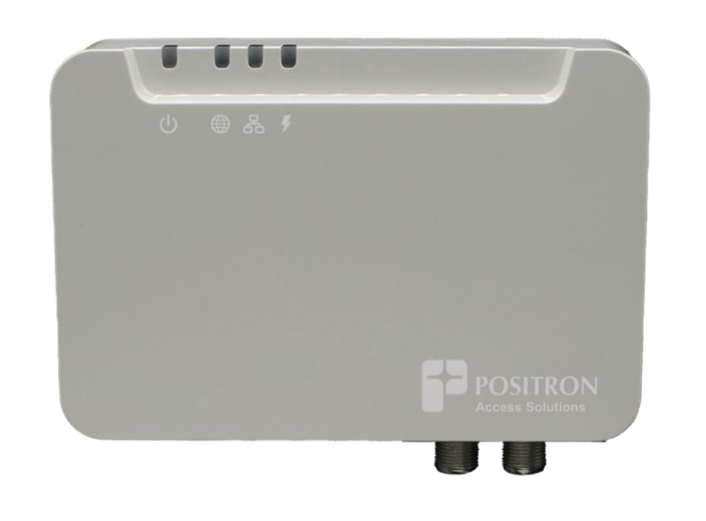 Positron NG1002-C+ G.hn COAX to Gigabit Ethernet Bridge with 2 GE Ports, and 1 Coax Output (F-Type Connector). Supports Trunk Mode (4,000+ VLANs). AC-DC 48v Wall adapter included.  POE/POE+ (802.3af = 15.4W / 802.3at = 30W) capable