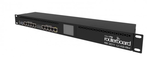 [RB3011UiAS-RM] Mikrotik RB3011UiAS-RM Dual core 1.4GHz CPU 1GB 10xGbit 1xSFP RouterOS L5 Rackmount LCD