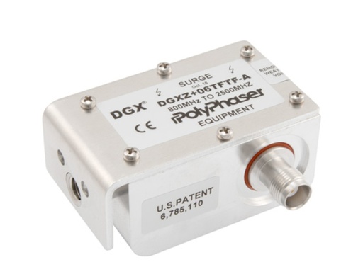 [DGXZ+06TFTF-A] PolyPhaser DGXZ+06TFTF-A TNC F/F Coaxial RF Surge Protector, 800MHz - 2.5GHz, 300W, IP67, 6 V Max., 500uJ, 20kA, Hybrid, Bracket Down, Hole Mount